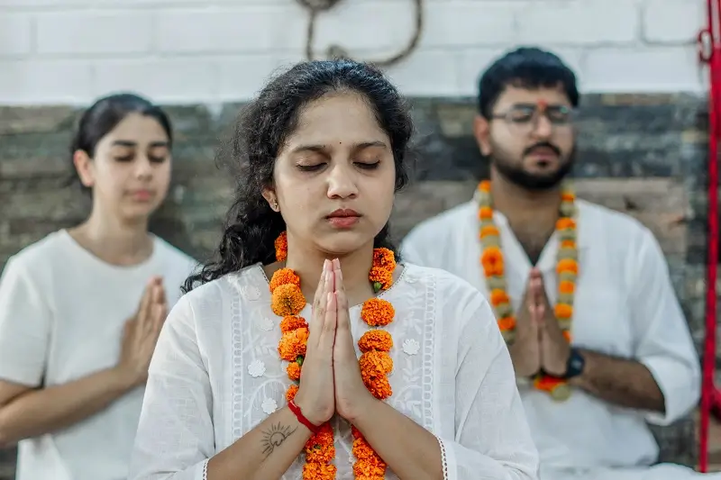 Students practising at the World Peace Yoga Festival in Rishikesh, India